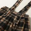 2pcs Girls Rib Knit Flounce Sleeve Stand Collar Tee Plaid Overall Dress