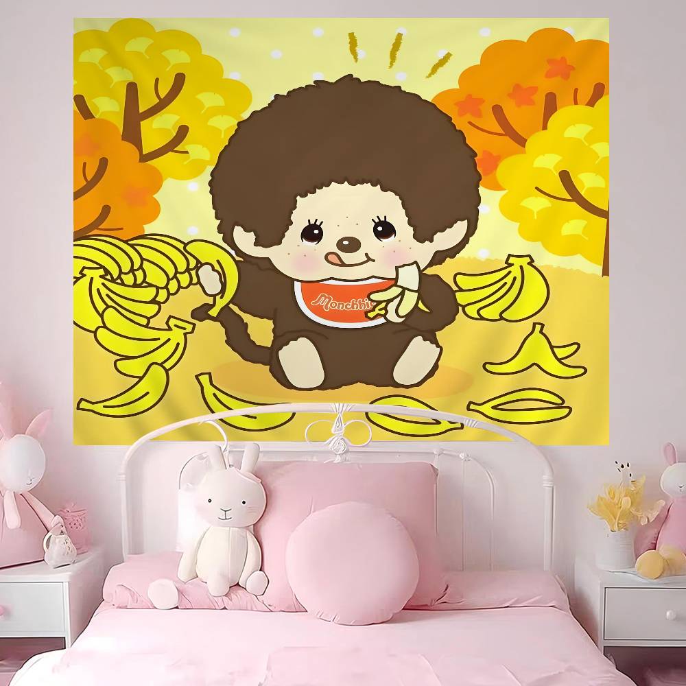 Cartoon MMMonchhichis Anime Hippie Wall Hanging Tapestries Bohemian Wall Tapestries Mandala INS Home Decor