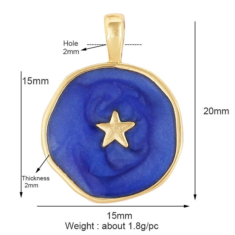 New Trendy Shining Space Sun Moon Star Charm Pendant, Gold Inlaid Cubic Zirconia Jewelry Necklace Bracelet Making Supply L44