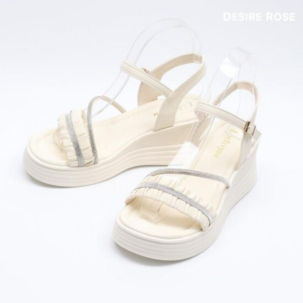 Desire Rose Women Cubic Strap Wedge Heel Sandal 6cm