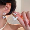 1 Pair Women White Butterfly Stud Earrings Hypoallergenic Lightweight Dual Butterflies Girls Metal Earrings Fashion Jewelry Accessories