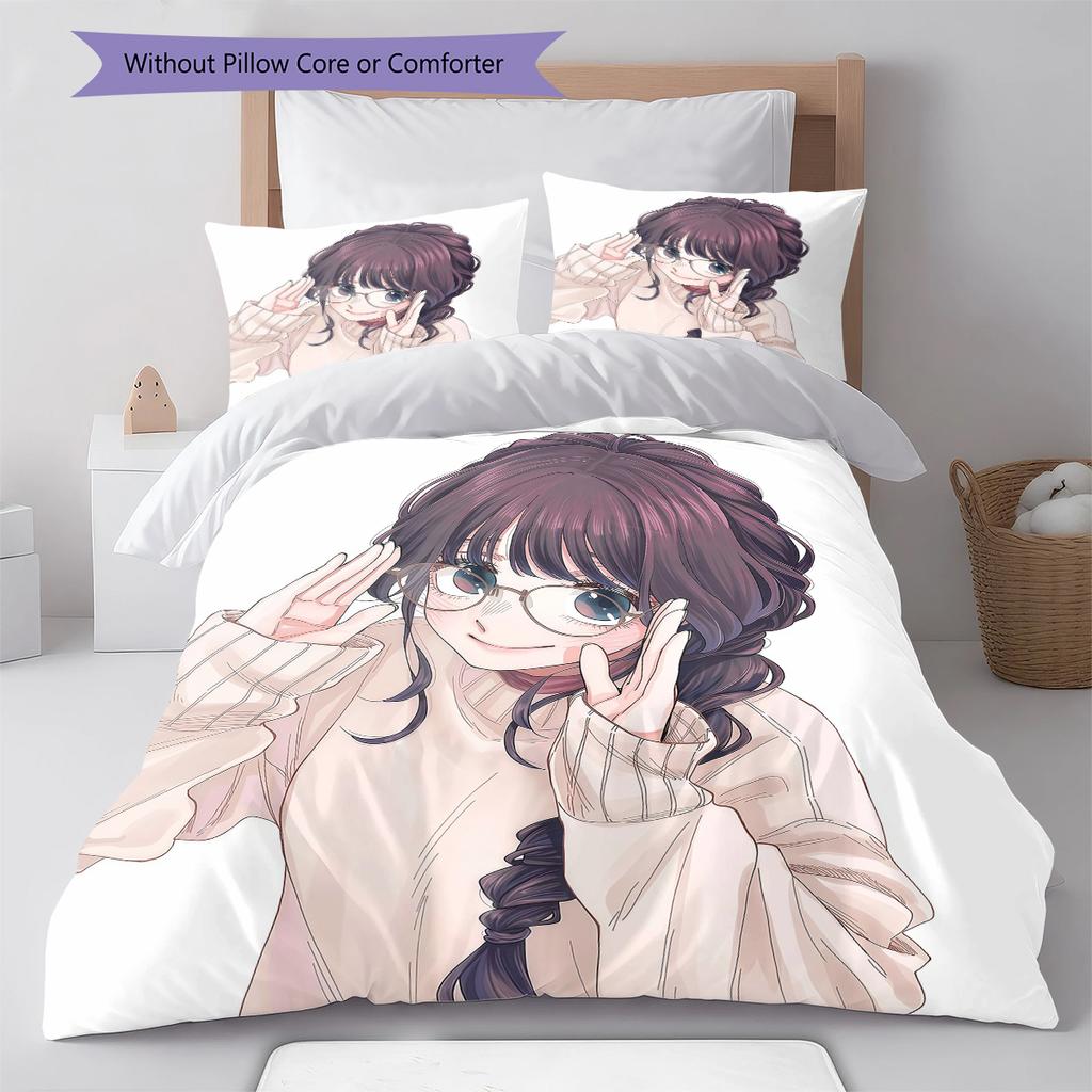 The Fragrant Flower Blooms Pattern Bedding,Quilt Set Quilt Cover Pillowcase Home Birthday Gift (1 * duvet cover + 2 * pillowcase, without core)
