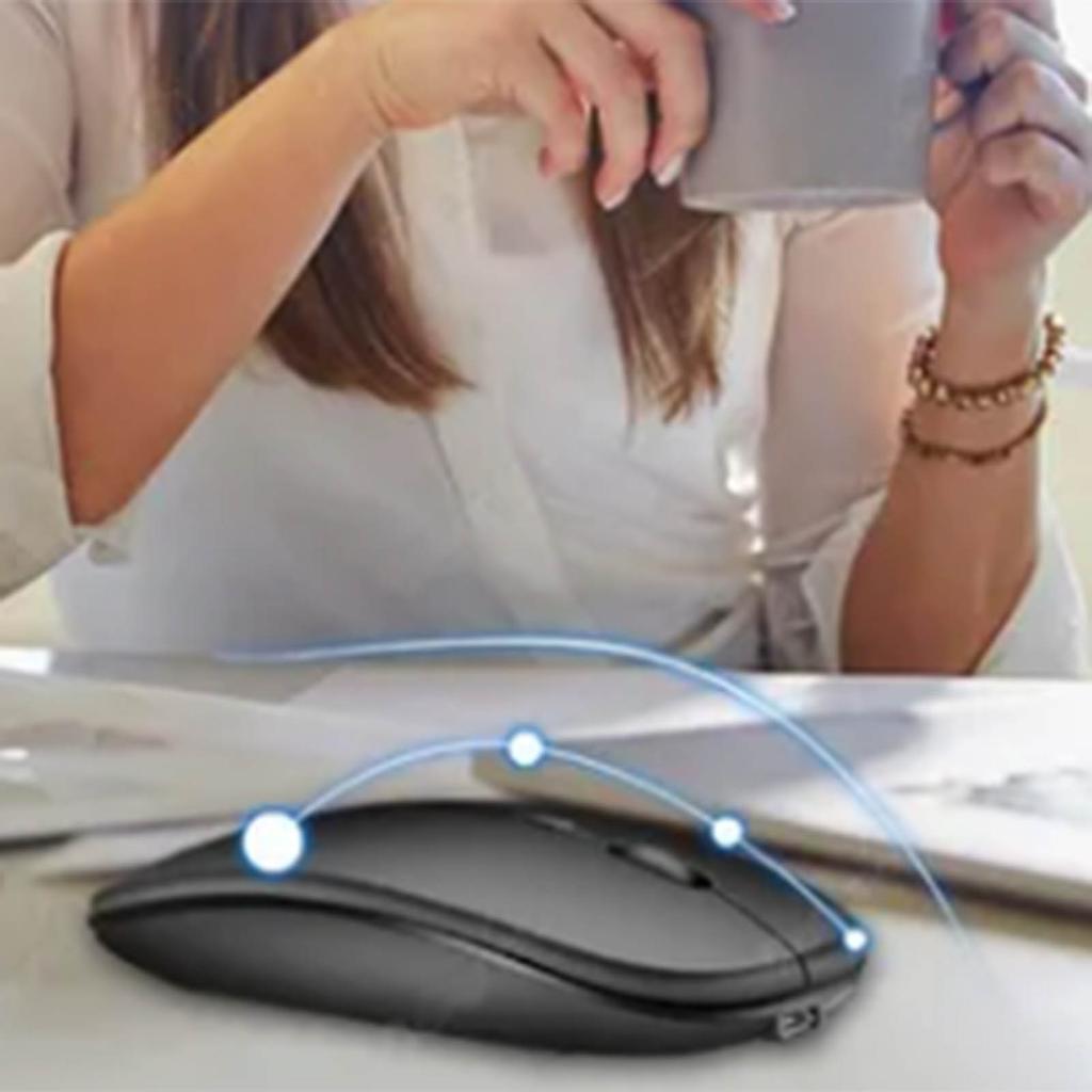 Wireless Mouse Ergonomic Comfortable Silent Design 800 To 1600DPI Plastic Material Black Office