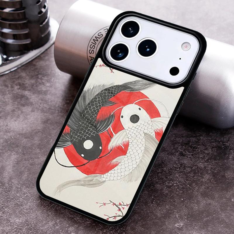 Ying Yang Koi Fish Phone Case For iPhone 17,16e,15,14,13,12,11,Mini,Pro,MAX soft Silicone Cover