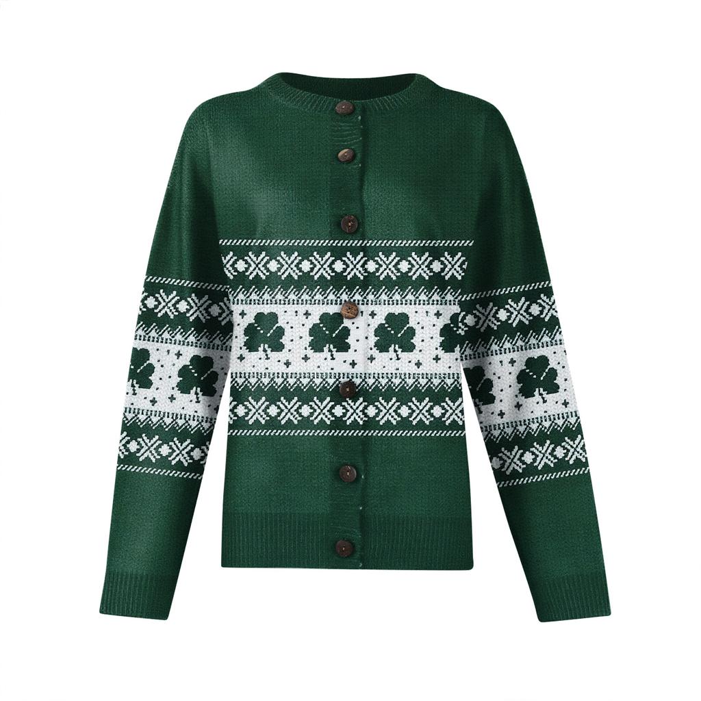 Women'S St. Patrick's Day Sweater Cute Fun Patrick's Day Sweater Spring Long Sleeve Knitted Sweater