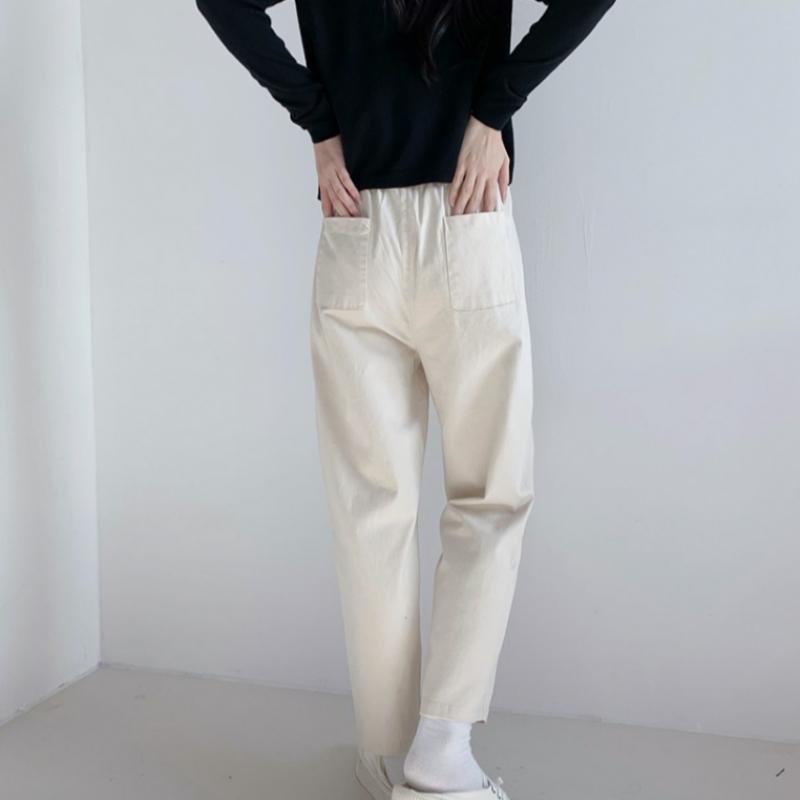 Shop   Women Diagonal Spring Loose Fit Cotton Stretch Pants 21ds Wpt 11807 Z