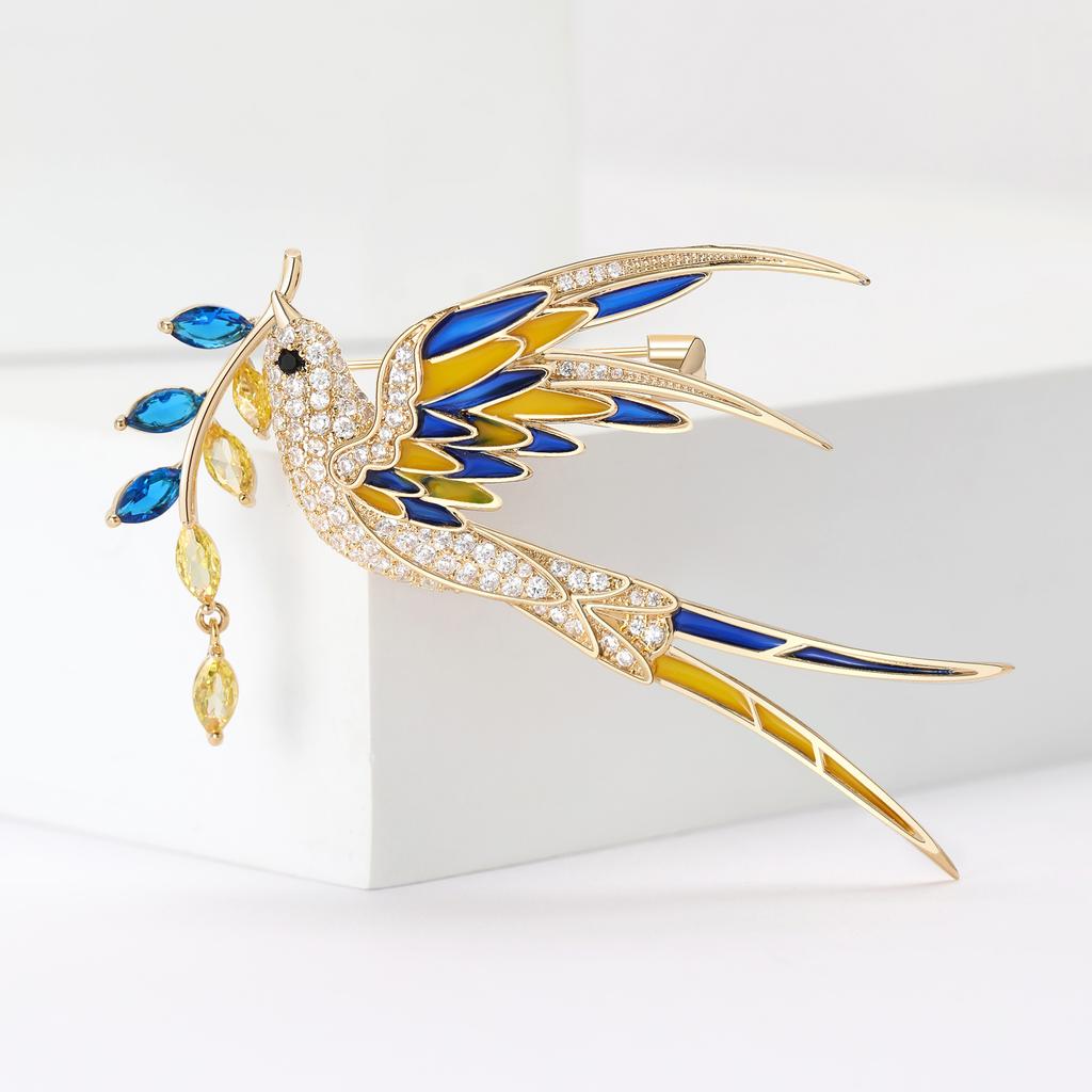 Strass Ukrainische Friedenstaube Broschen für Frauen Unisex Tier Vogel Anstecknadeln Event Lustig Luxus Geschenke Neues Jahr Freunde Dekoration