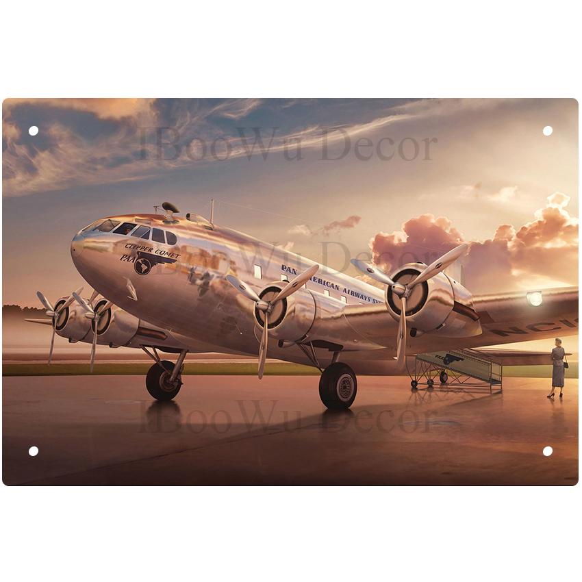 Airplane Fighter Vintage Metal Signs American Style Aircraft Wall Sticker Painting Poster Pub Bar Room Decor