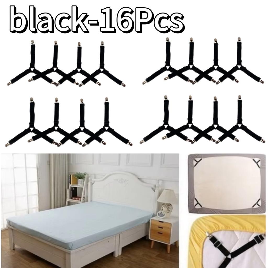 4Pcs Adjustable Bed Sheet and Quilt Holder for Bed Sheet Organizer Mattress Cover Clip for Home Elastic Straps Adjustable Clips