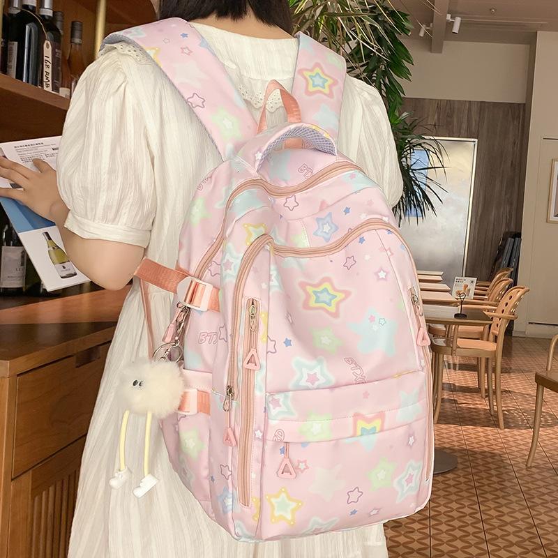 Schoolbag Children Elementary School Girls High Value Ins Large Capacity High School Printed Backpack