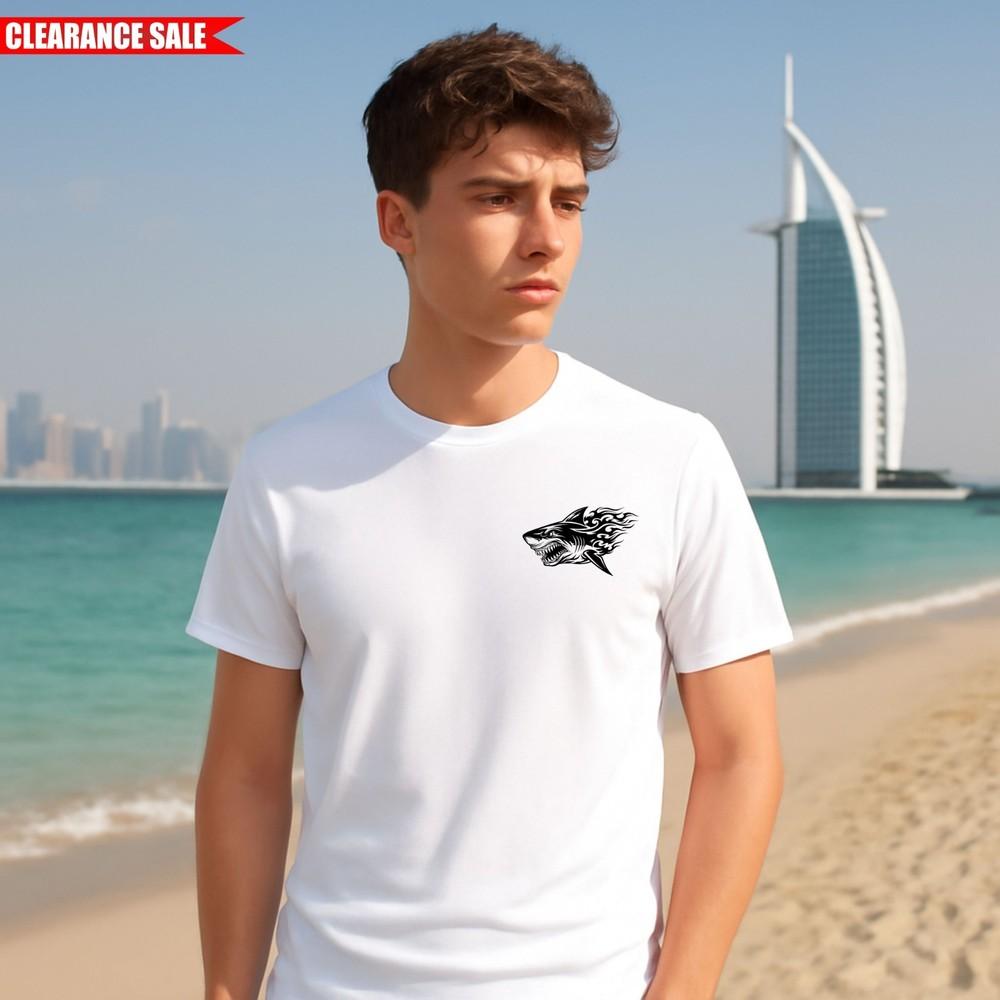 

Shark Pocket Printed Mens T Shirt Gym Clothing Bodybuilding Workout Exercise Top XL