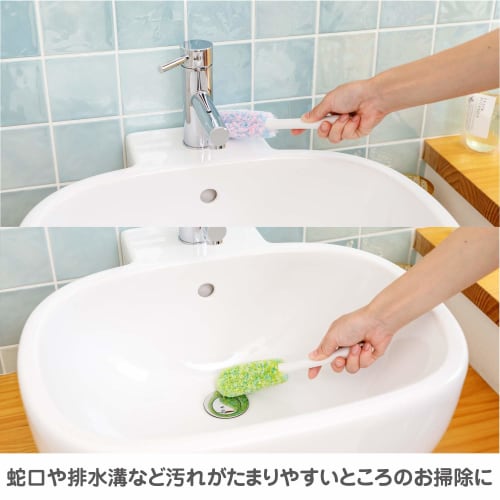Yamazaki Sangyo Cleaning Brush for Drains, Grooves, and Everywhere, Busbon-kun, Short Handle, Pink, 189786