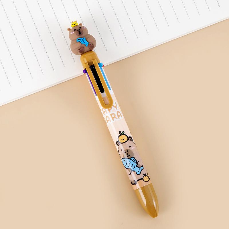 Cartoon Capybara 6-Color Ballpoint Pen Cute Multicolored Gel Pen Durable Pressing Pens School Office Supplies Student Stationery
