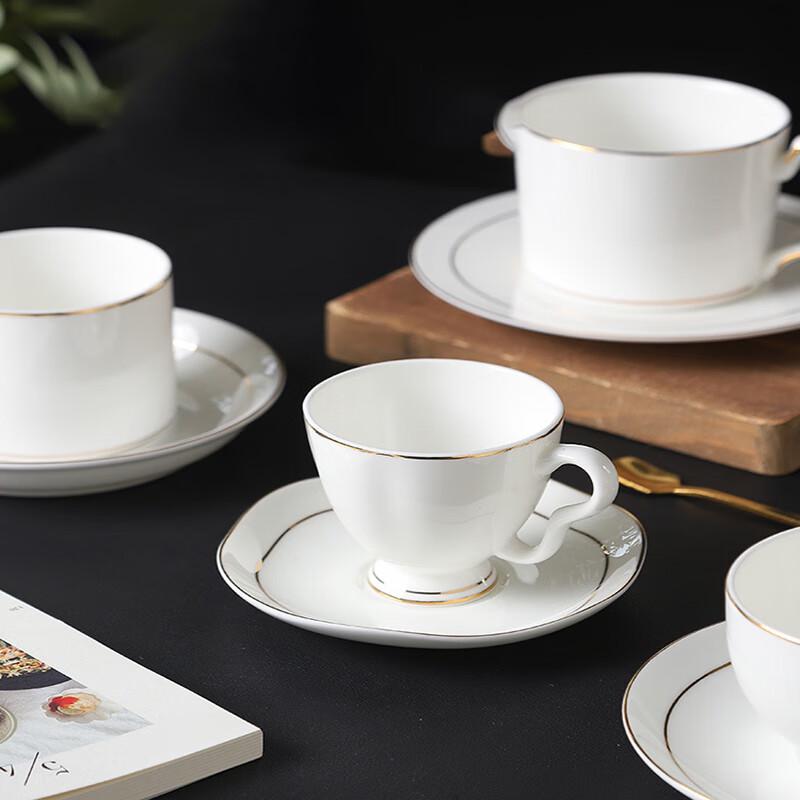 Elegant Bone China Gold Rim Coffee Cup & Saucer Set
