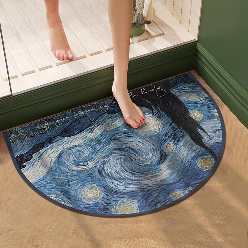 Oil Painting Bathroom Foot Mat Anti-slip Absorbent Carpet Bathroom Foot Mat Toilet Entrance Diatom Mud Cushion