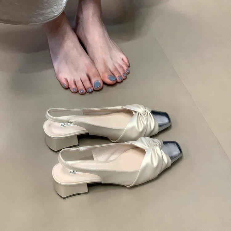 French Xiaoxiangfeng Evening Single Shoes Women's 2025 Summer New Gentle Temperament Versatile Casual Bag Head Sandals Outer Wear