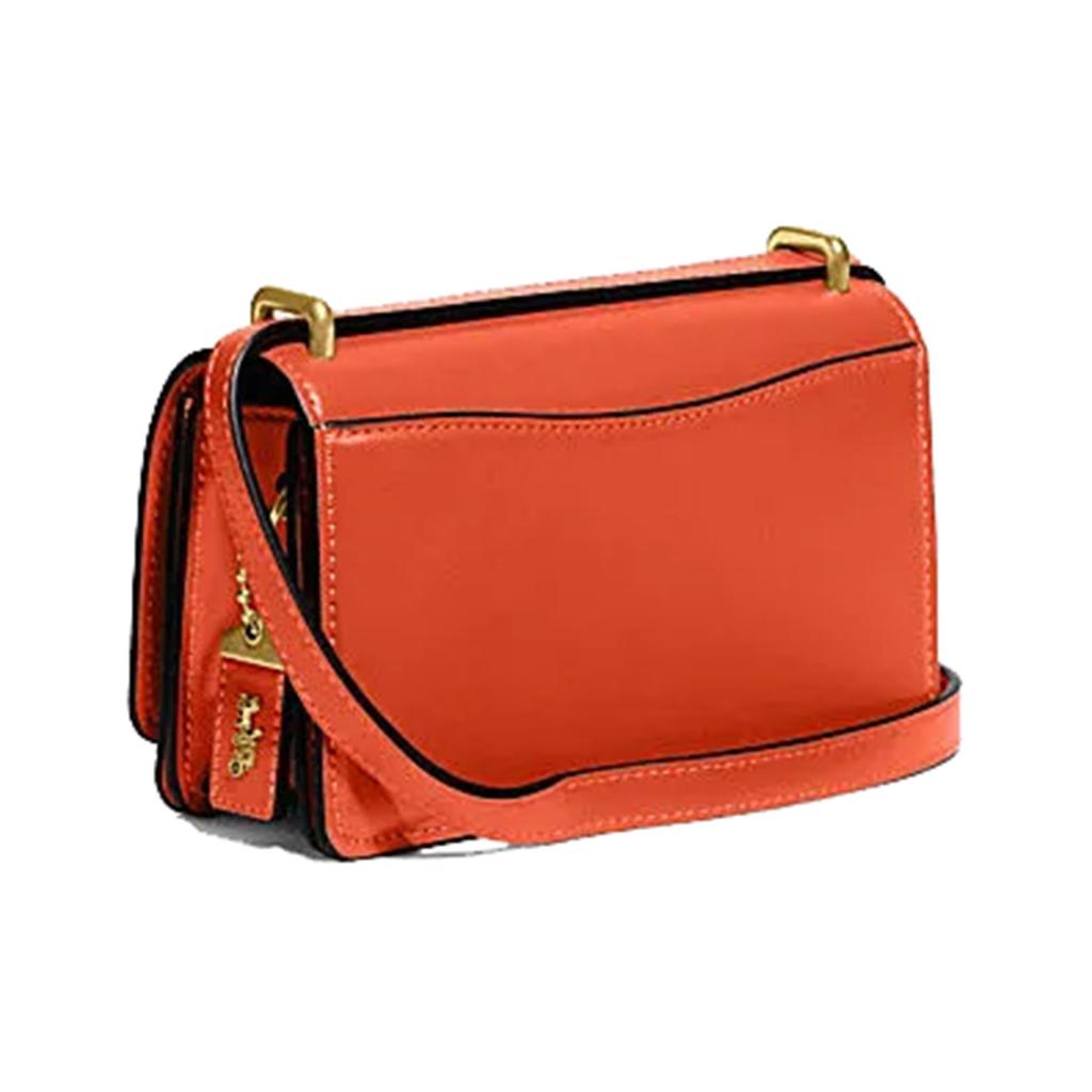 Coach Bandit 18 Solid Color Letter Logo Push Button Closure Leather Envelope Shoulder Bag Women Shoulder Bag Orange CD724-B4B4D