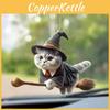 Riding Cute Broom Magic Cat Pattern Acrylic Pendant Car Decoration Accessories