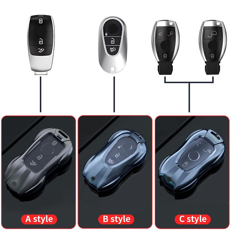 Apply To Mercedes-benz Key Case Car Metal Protection Cover E300L C260L GLC A200 C200 GLA GLB GLS Modified Decorative Accessories