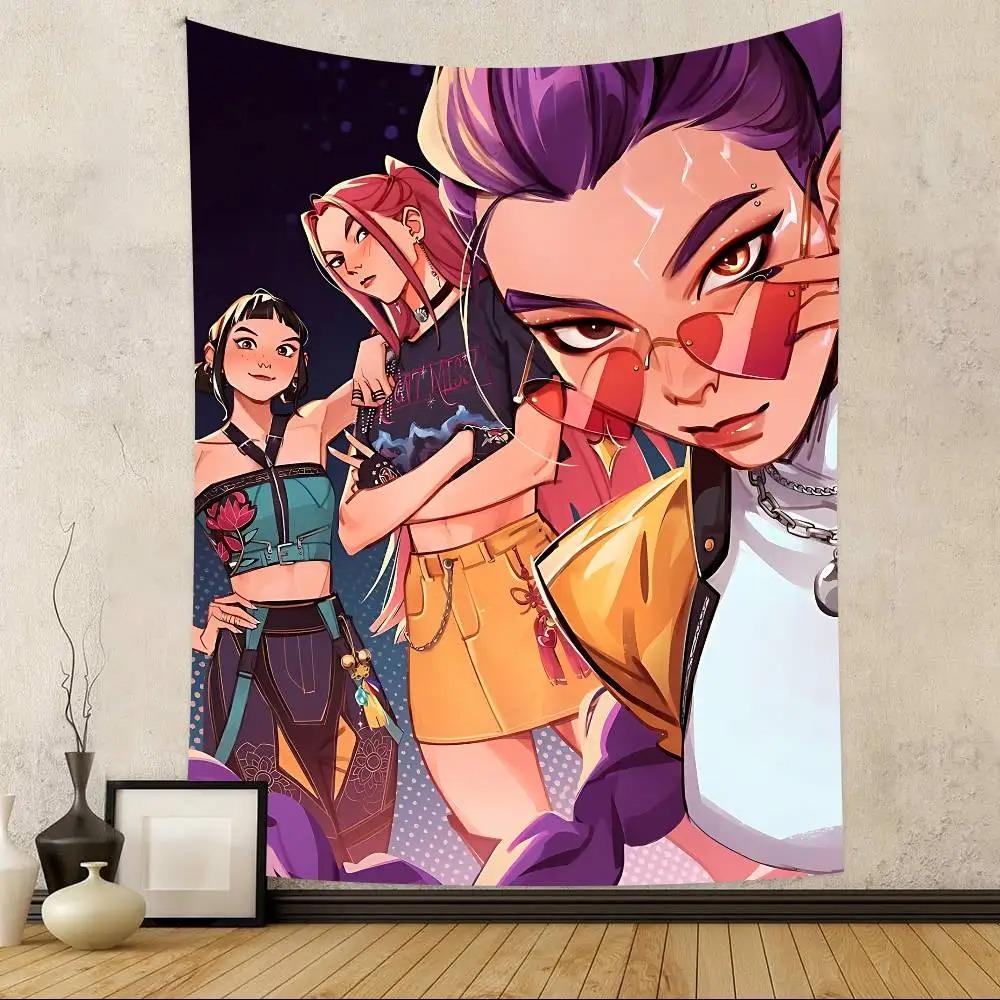 K-Pop Demonn Hunterss Anime Style Tapestry Home Bedroom Decoration Birthday Party Party Background Cloth