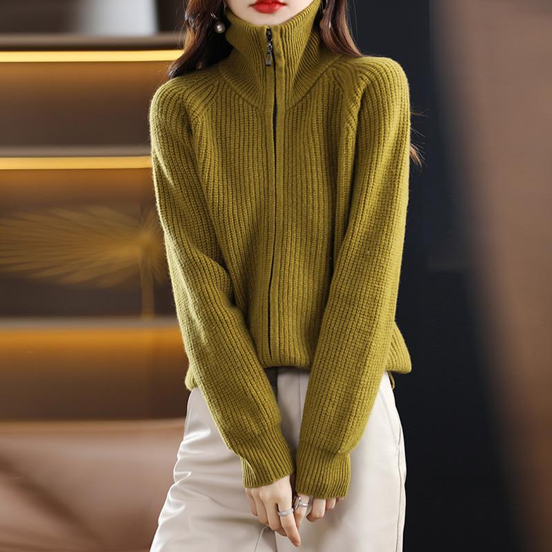 Cardigan damă din cașmir Qinghe cașmir 30% cașmir 70% lână toamnă și iarnă cardigan îngroșat din cașmir moale și cald