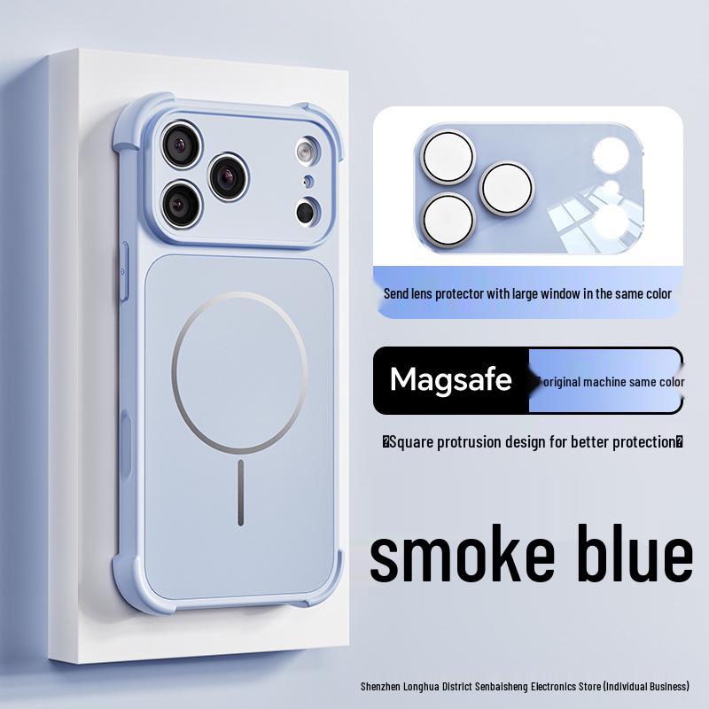 Magnetic iPhone 17 Pro Max Case with Square Airbag Anti-Fall & Integrated Lens Protector