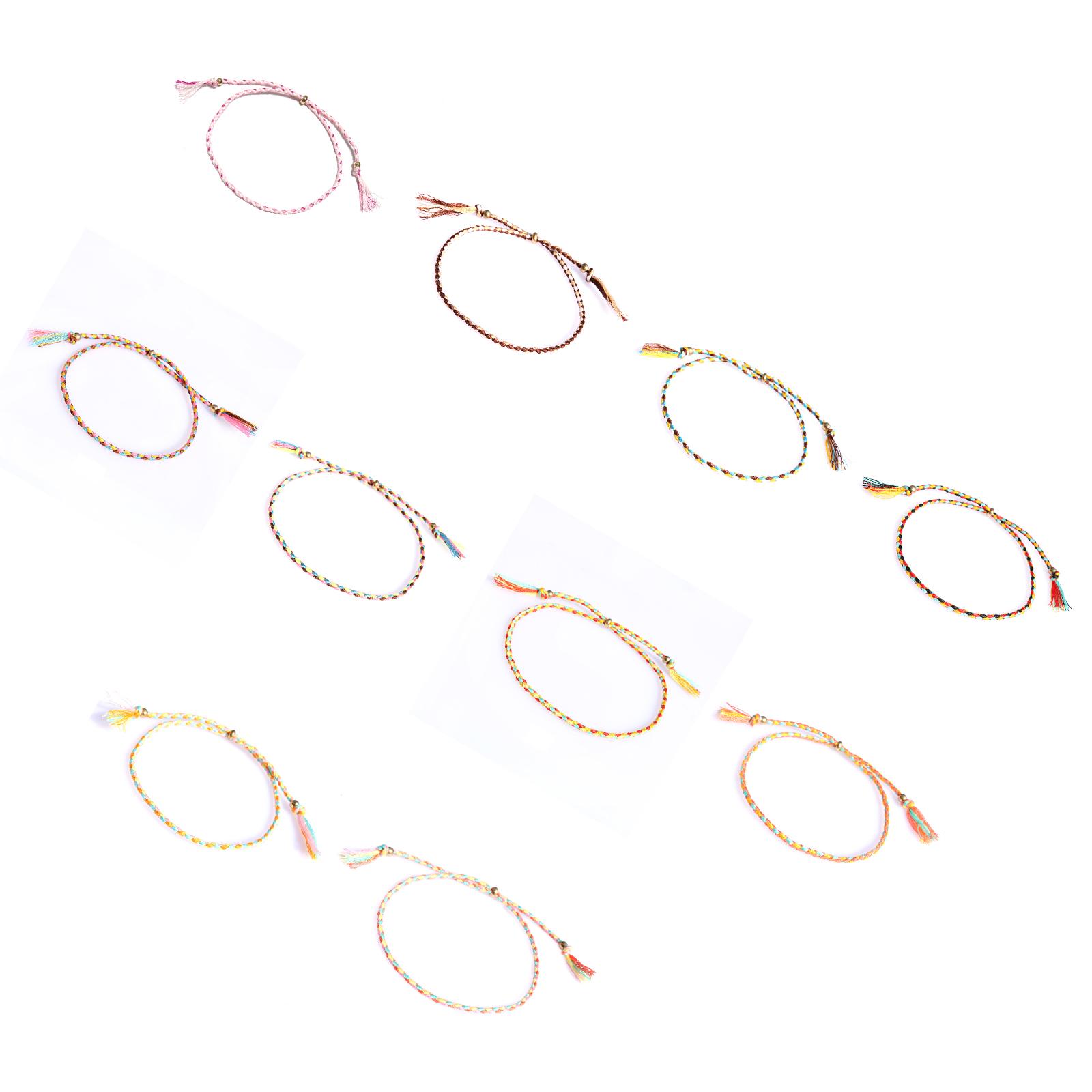 

10Pieces Colorful Bracelets Handmade Bracelets Braided Cotton Bracelets Friendship Bracelets Adjustable Anklets for Girl C