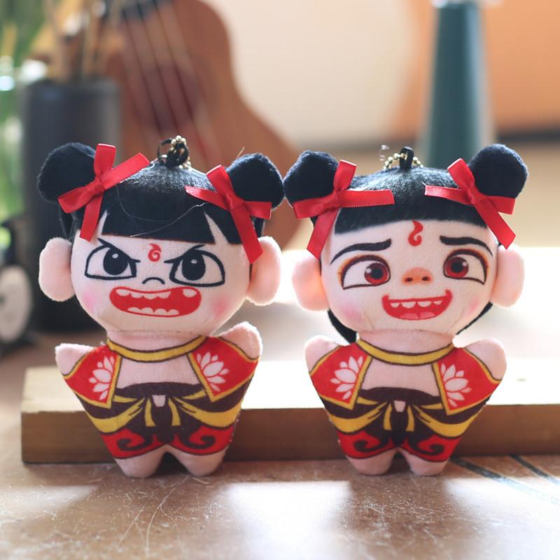Nezha Short Cute Plush Stuffed Doll Keychain Pp Cotton Fill Backpack Decor