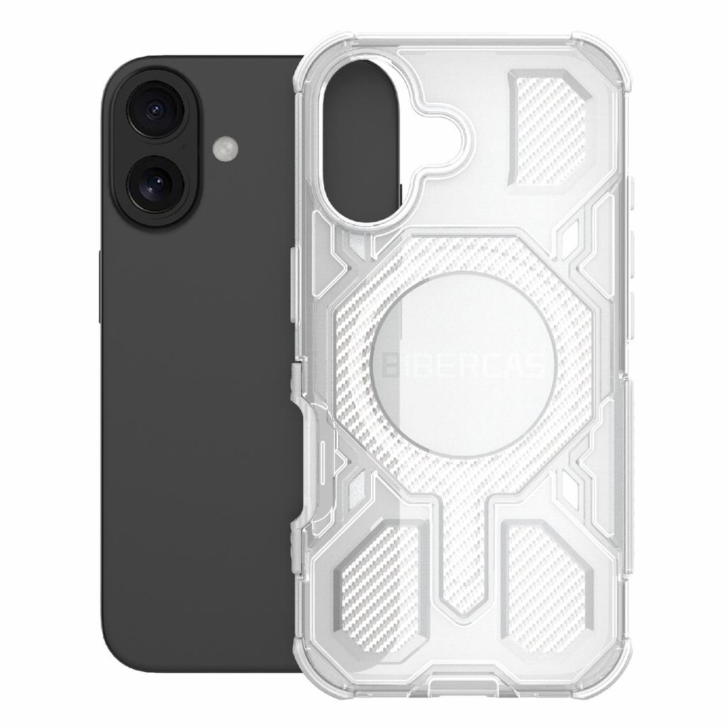 BIBERCAS J-16 Transparent Series For iPhone 16 Case Compatible with MagSafe TPU+PC Phone Cover