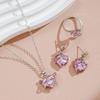 Elegant Bridal Jewelry Set Heart Necklace Drop Earrings Pendant Earrings Heart Rings Party Jewelry Suitable for Wedding