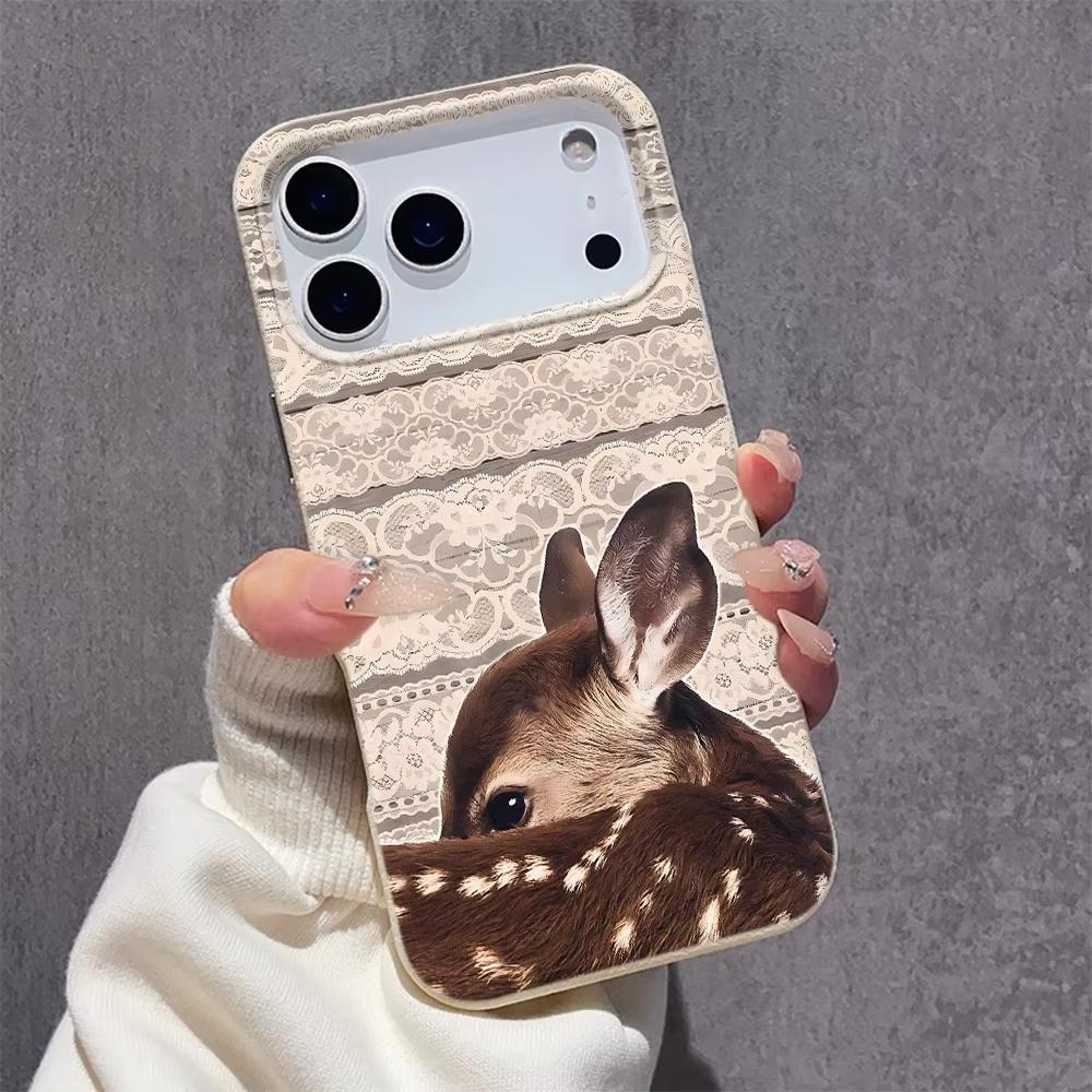 Lace Deer Pattern Silicone Phone Case For iPhone 17 Pro Max 11 12 13 14 15 16 Pro 17 Air 15 14 Plus X XS XR Soft Cover
