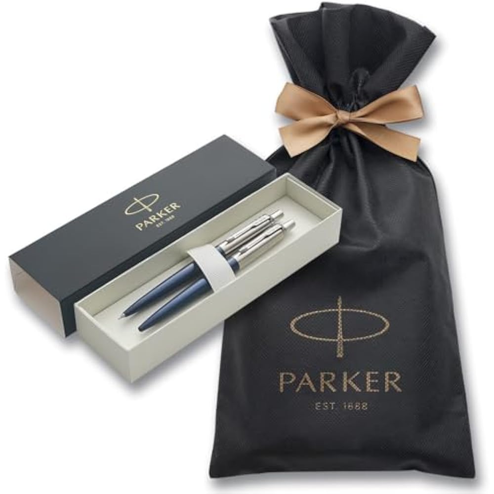 PARKER Parker Ballpoint Pen & Mechanical Pencil Set, Jotter Blue CT, Medium, 0.5mm, Brand Logo, W...