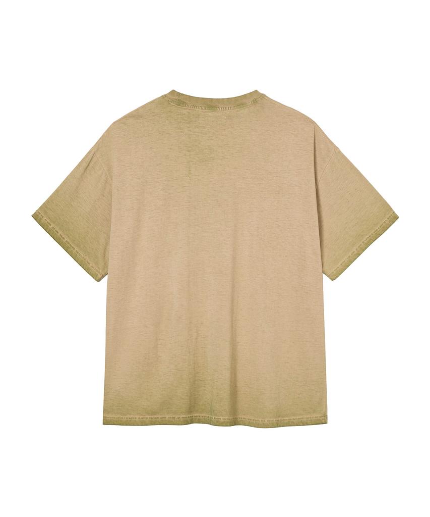 DEINET Washed Logo T-Shirt In Khaki