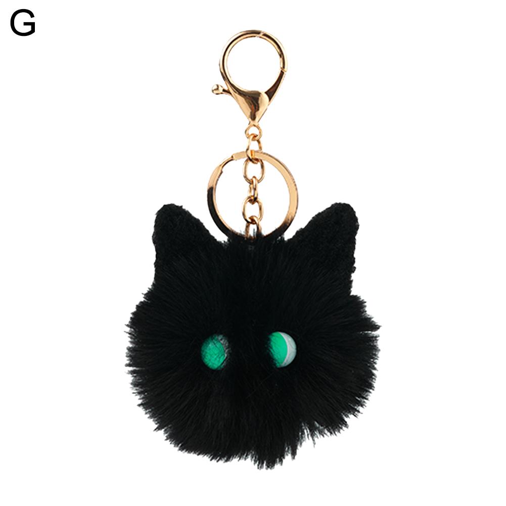 Plush Cat Keychain Kawaii Kitten Cartoon Keyring Ladies Girls Bag Pendant Black /White Hairball Keychain School Bag Key Chains