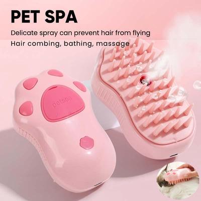 3 In 1 Cat Steam Brush Pet Cat Dog Spray Massage Comb Self Cleaning Steamy Cat Dog Brush Pet Bath Grooming Comb Pet Hair Remover