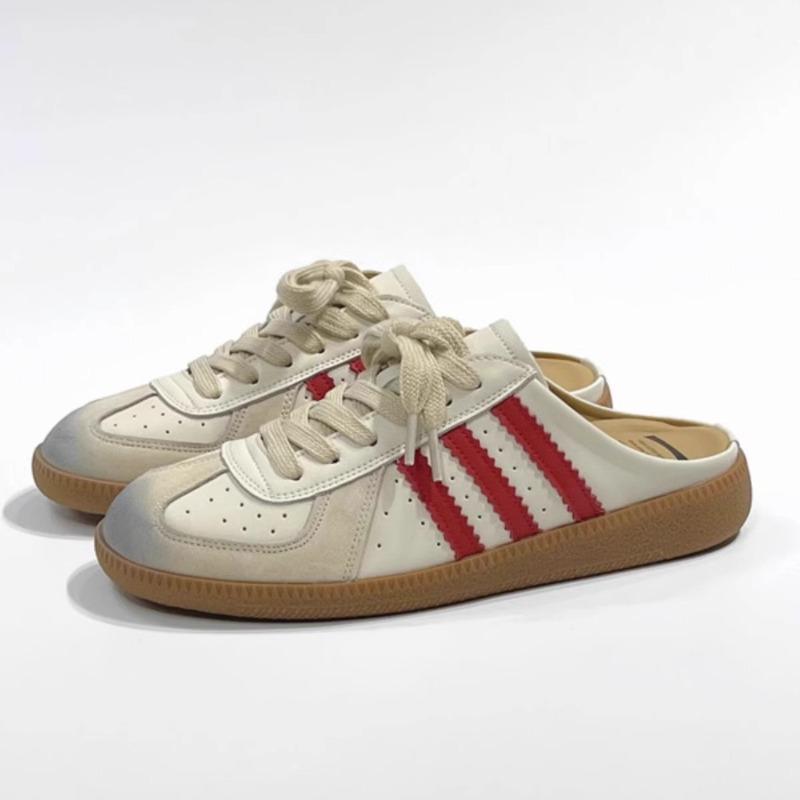 Retro Old Polished Flat-bottomed Bag Head Half Slippers Women's New Versatile Outer Wear Comfortable No Heel White Shoes