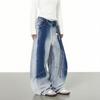 Neue Vintage-Jeans für Damen in Übergröße, Farbverlauf, gewaschen, ausgestelltes Bein, lockere Wide-Leg-Denim-Hose für Streetstyle, Herbstmode