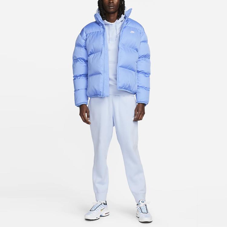 Nike Sportswear Club Solid Logo Stand Collar Long Sleeve Cotton Jacket Men Tops Blue FB7368-450