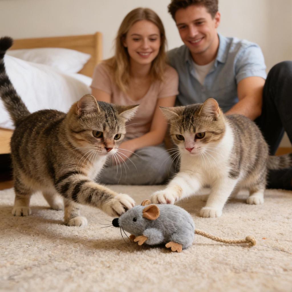 Cat Toy Mouse Built-in Sound Compact Play Game Stuffed Cat Toys for Daily Ground Home Indoor Outdoor Birthday Holiday Pet