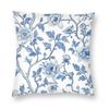 Blue Chinoiserie Floral Square Pillowcase Polyester Linen Velvet Creative Decor Pillow Case Sofa Seater Cushion Cover Wholesale