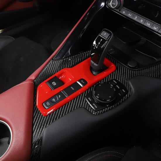 ABS Red Car Central Control Gear Panel Frame Trim Cover For GR Supra A90 -22