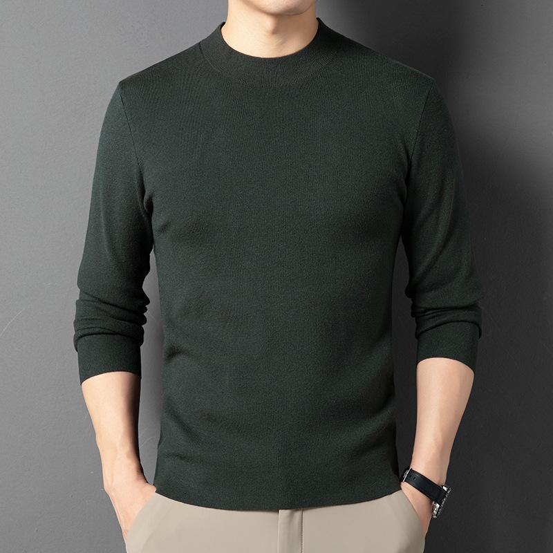 2025 Men's Winter Thickened Sweater: 48ct Fine-Spun, 400g Semi-High Collar, 100% Pure Wool