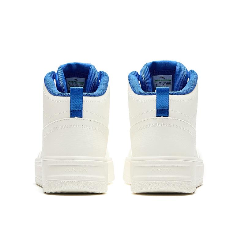 Anta Coverage Slip Resistant Height Increasing High Top Skateboard Shoes Men's White Blue 912448002Q-6