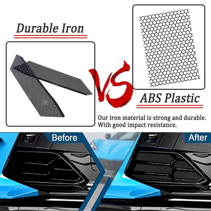 2PCS Black Complete Mesh Grill Inner For Corvette C8 2020 2021 Radiator Grille