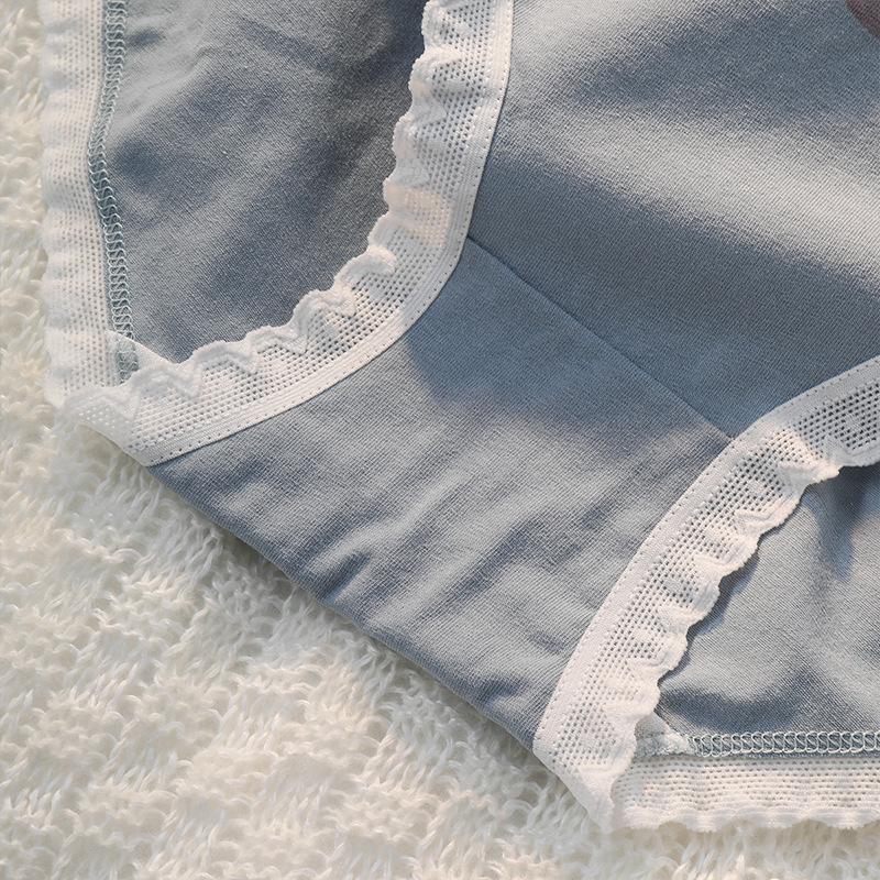 Dame Tegneserie Prikket Blonder Trykt Sløyfe Små Friske og Søte Komfortable Pakke Hofter Truser