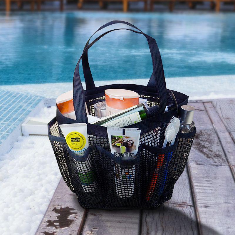 Foldable Mesh Toiletry Tote: Portable Shower and Swimming Storage Basket