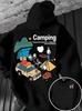 Camping Cartoon Outdoor Hoodie Unisex Herren Damen Zelt Auto Natur Grafik Rückendruck Lässig Wandern Streetwear Pullover Sweatshirt