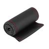 1 Pc 3738cm Car Auto Laser Drilling Cowhide Steering Wheel Cover Universal (Black Red)
