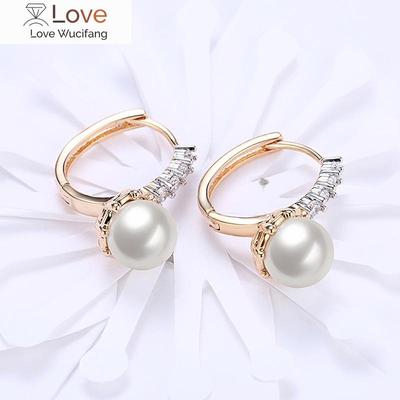 925 Silver 25mm 18k Gold Pearl Hoop Earrings For Women Wedding Jewelry