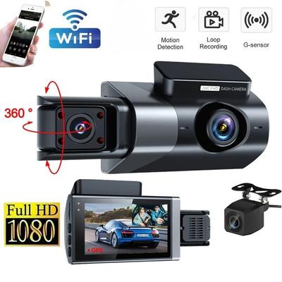 Three Lens Dash Cam for Cars Black Box HD 1080P Car Video Recorder with WIFI Night Vision G-sensor Loop Recording DVR Car Camera